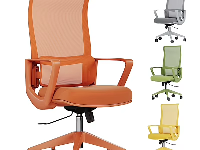 Multi Colored Office Chair With Mesh Back Adjustable Height And Wheeled Base 3d model