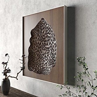 Silent Vintage Wall Decorations Hanging Piece Silent Wood Carving Wall Decorations Vase Flower Art 3d model