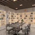 Book Art Themed Library Interior With Arches Bookshelves Sculpture And Modern Lighting