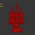 Decorative Shell Sailboat Model With Multiple Shell Sails And Metal Frame Base