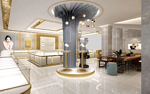 Light Luxury Jewelry Store 3d model