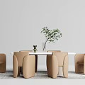 Modern Dining Table and Chair Combination Simple Dining Table and Chair Combination 3d model