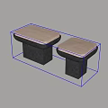 Set of Two Modern Coffee Tables with Light Stone Tabletop and Dark Base
