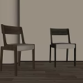 Modern Minimalist Dining Chairs With Dark Wooden Frames And Light Colored Seats 3d model