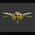 Futuristic White And Yellow Fantasy Vehicle With Wing Like Structures And Boat Shaped Body