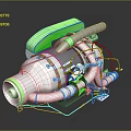 Industrial Equipment With Silver Metallic Structure Green Components Pipes And Connecting Wires