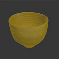 Handmade Natural Yellow Ceramic Bowl With Textured Surface For Daily Household Use