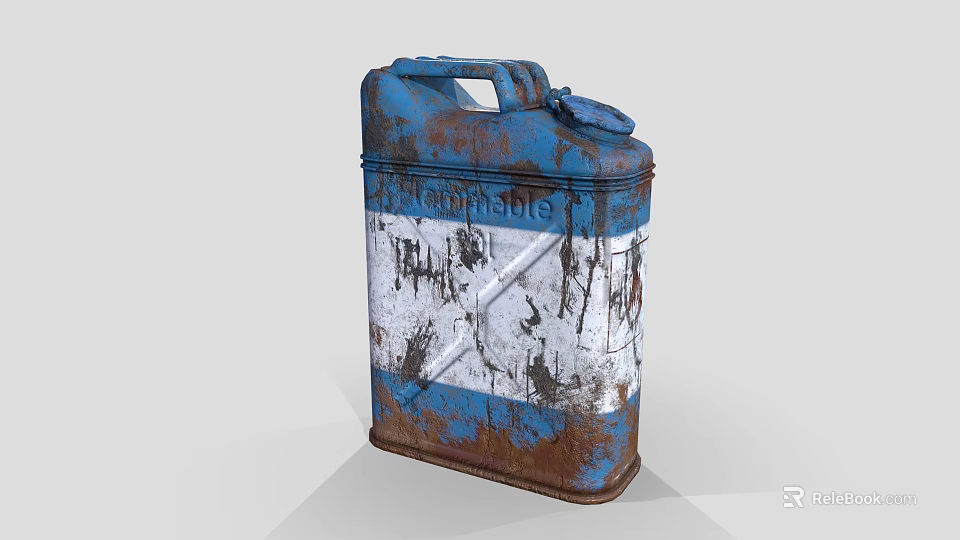 Industrial Equipment Vintage Rusty Blue And White Oil Drum With Worn Surface 3d model 