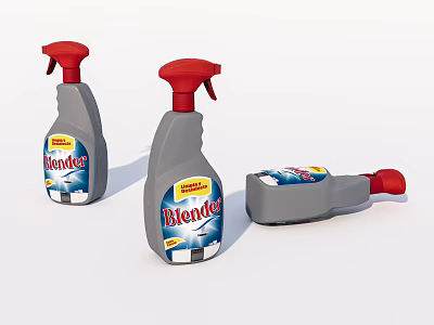 Blendex Grey Cleaning Spray Bottles with Red Nozzles for Daily Use 3d model