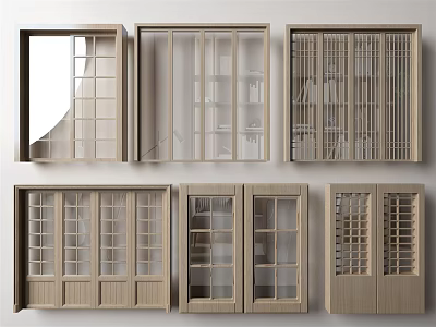 Japanese-style sliding door 3d model