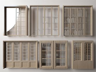 Japanese-style sliding door 3d model