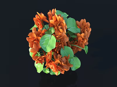 Vibrant Orange Flowers With Fresh Green Leaves In Beautiful Bouquet Arrangement 3d model
