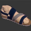 Blue And Gray Straps Sandals With Golden Buckle Light Brown Sole