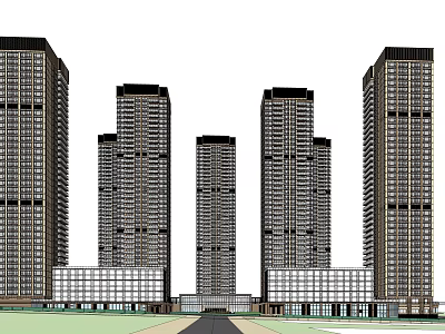 Modern High Rise Residential Buildings With Neatly Arranged Exteriors And Ground Floor Spaces 3d model