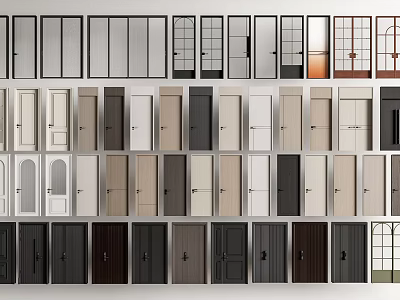 Various Stylish Hinged Doors in Different Colors and Designs for Home Interior 3d model