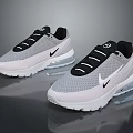 Gray And Black Mesh Upper Sneakers With White Sole Nike Swoosh And Air Cushion