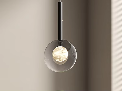 Modern Pendant Light With Transparent Glass Shade And Moon Surface Design 3d model