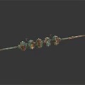 Old Rusty Green Radiator With Multiple Fins Metal Pipes And Valve