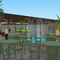 Scenic Clubhouse Featuring Modern Buildings Water Ponds Lush Palm Trees and Courtyard