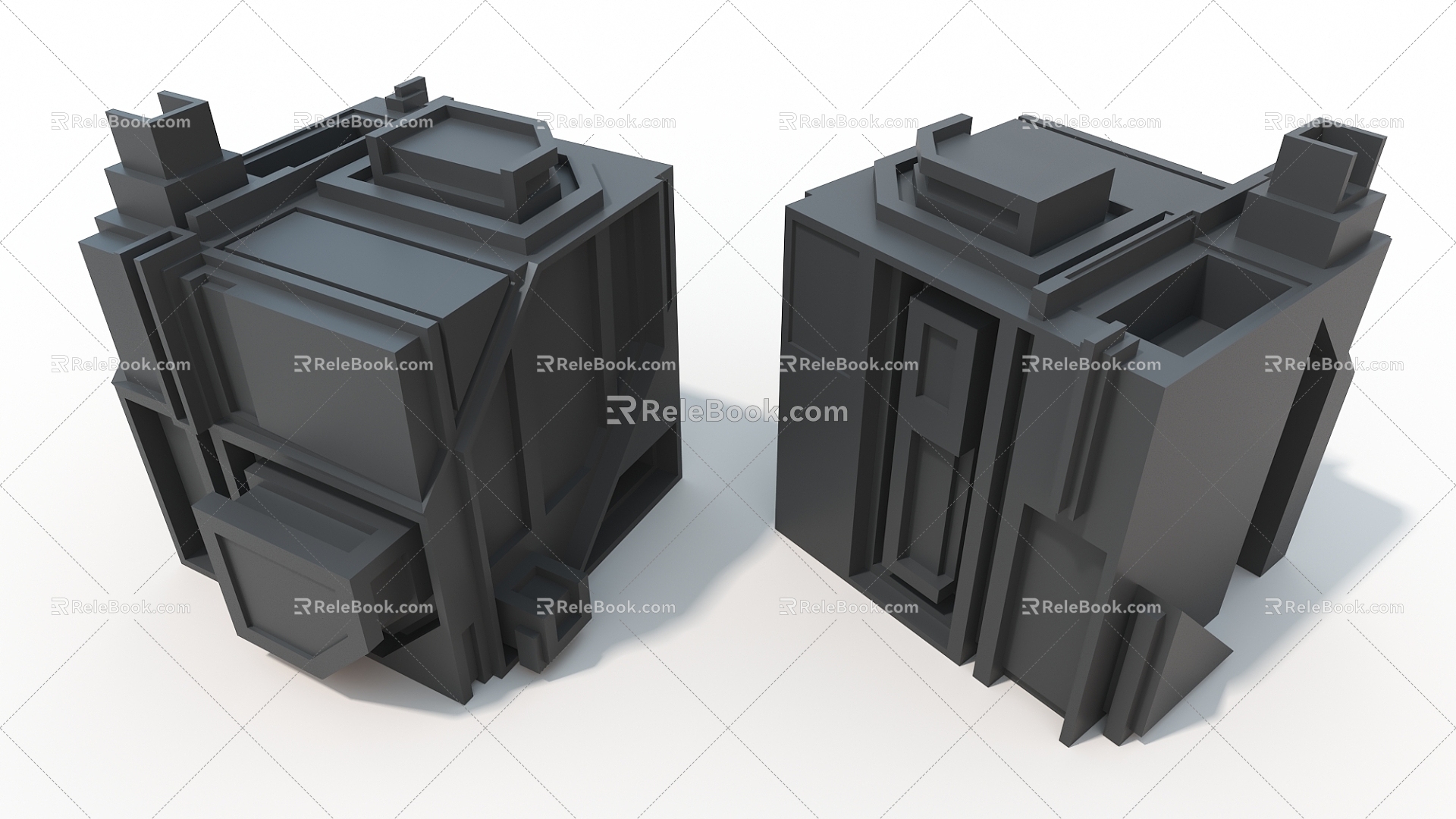 hard surface machinery cypunk cube hard surface high tech industrial parts 3d model