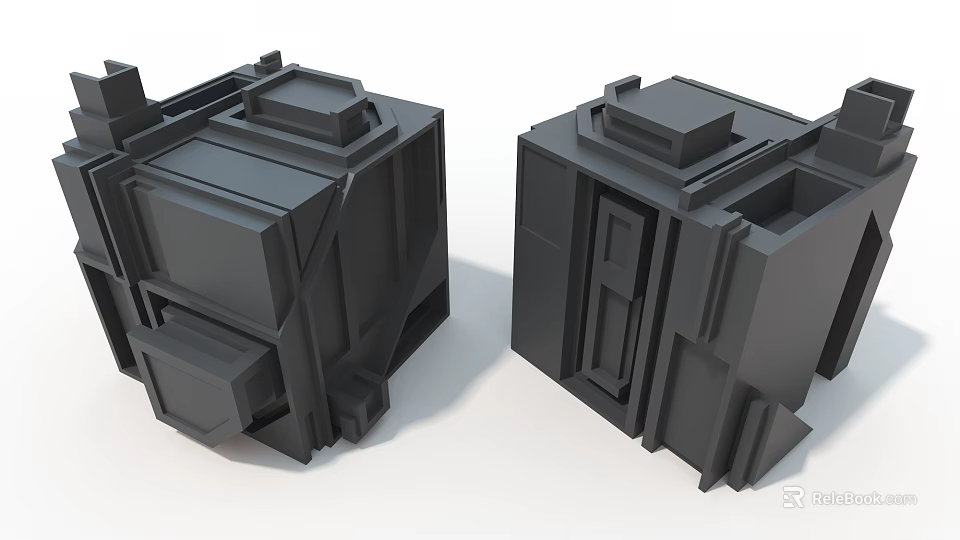 Industrial Equipment Mechanical Structure Two Black Units 3D Model Design 3d model 