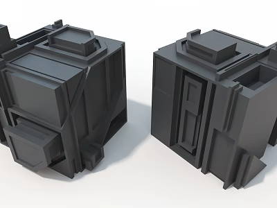Industrial Equipment Mechanical Structure Two Black Units 3D Model Design 3d model