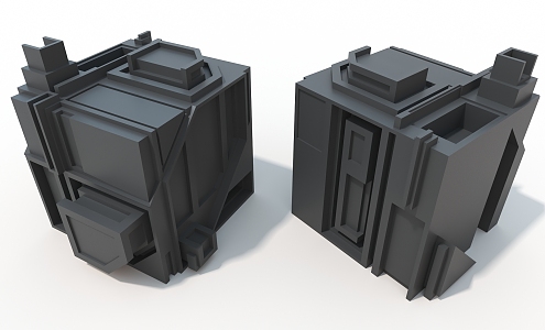 hard surface machinery cypunk cube hard surface high tech industrial parts 3d model