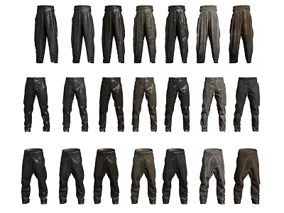 Men's Casual Pants Collection Black Dark Brown Multiple Styles Classic Design 3d model