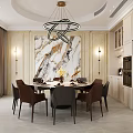 Elegant Living and Dining Room Interior With Neutral Sofa Coffee Table And Decorative Painting