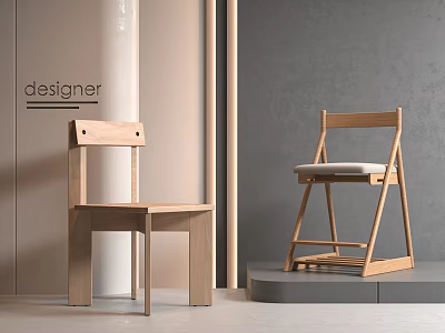 Modern Wooden Kids Chair With Designer Cushioned Seat And Stable Backrest Design 3d model