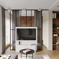 Modern Apartment Open Plan Kitchen Living Area With Island Sofa And Cabinets