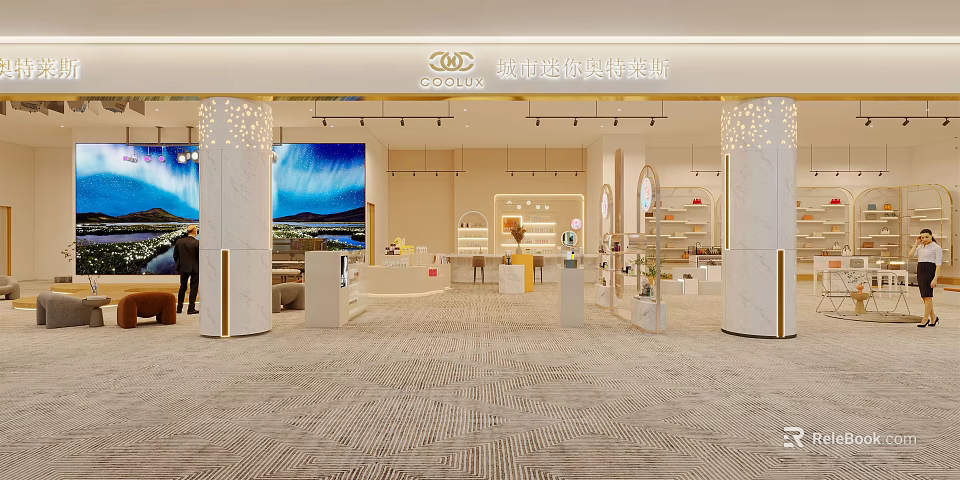 Modern Clothing Store Interior With Display Racks Fashion Apparel And Bright Lighting 3d model 