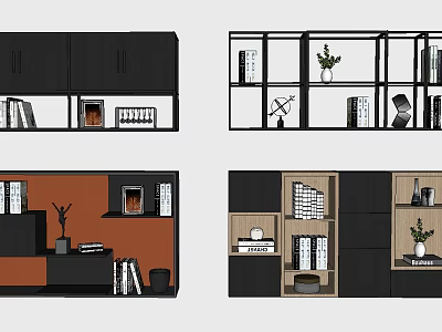 Modern Bookcase Designs With Shelves Storage Books Decorative Vases And Decor Items 3d model