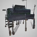 Cartoon Stilt House Scene With Green Exterior Wooden Stilts And Yellow Character Standing On Balcony