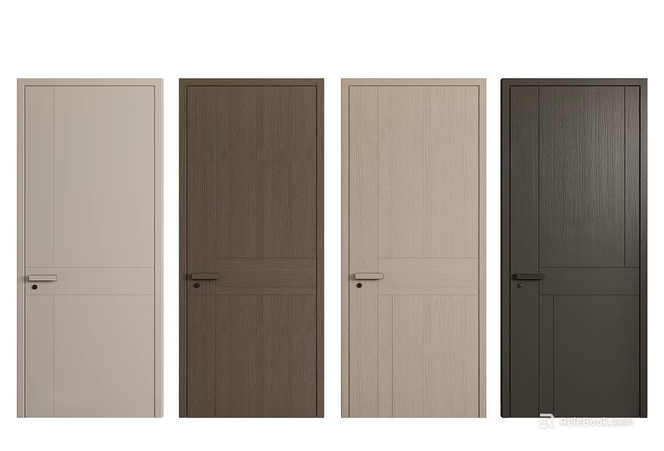 Stylish Modern Flush Doors With Various Color Options For Interior Design 3d model