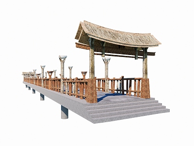 Wooden Bridge Landscape Bridge 3d model