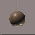Wooden Round Hanging Pendant Light with Illuminated Glow Against Gray Background