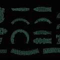 Turquoise Traditional Ethnic Style Wall Decor With Fish Bird Geometric Patterns On Black Background