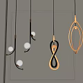 Elegant Modern Pendant Lights with Metallic Frames and Unique Curved Shapes 3d model