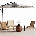 Outdoor Patio Furniture Set With Wicker Chairs Wooden Coffee Table And Garden Umbrella