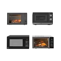 Modern Kitchen Appliances In Black Silver Styles Including Microwaves Ovens With Cooking Food