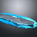 Military Aircraft Carrier Sailing In Blue Naval Water With Surrounding Fighter Planes