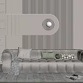 Modern Interior Design With Multi Seater Sofa Pillows Blanket And Wall Light 3d model