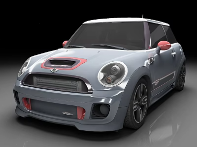 Gray Compact Sports Car With Red Front Accents Black Wheels And Sporty Exterior Design 3d model