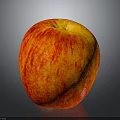 Fresh Juicy Red and Yellow Striped Apple on Smooth Gray Background Surface