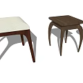 Modern Wooden Stools With Padded Square And Round Seats And Curved Legs