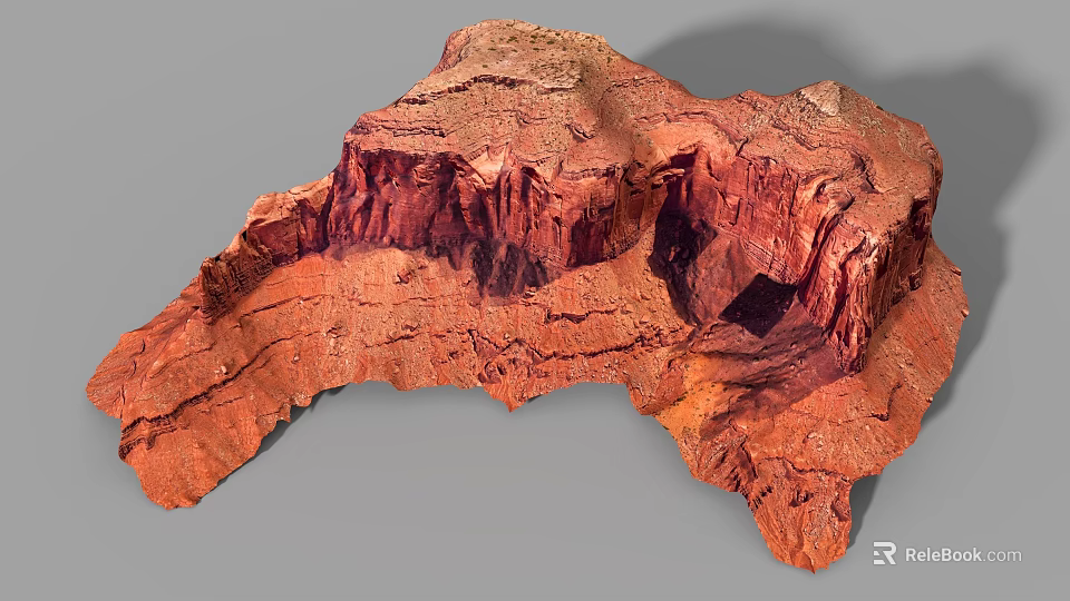 Red Brown Micro Terrain Model Featuring Layered Structure And Textured Canyon Surface 3d model