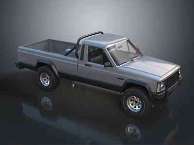 Modern Silver Single Cab Pickup Truck With Open Bed And Large Off-Road Tires 3d model