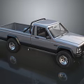 Modern Silver Single Cab Pickup Truck With Open Bed And Large Off-Road Tires