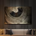 Contemporary Abstract Painting With Textured Spiral Lines On Dark Wall Background